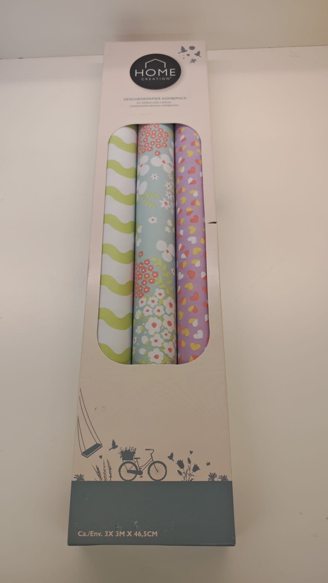 Geschenkpapier-Set Blumenmuster 3 Rollen dekoratives Geschenkpapier